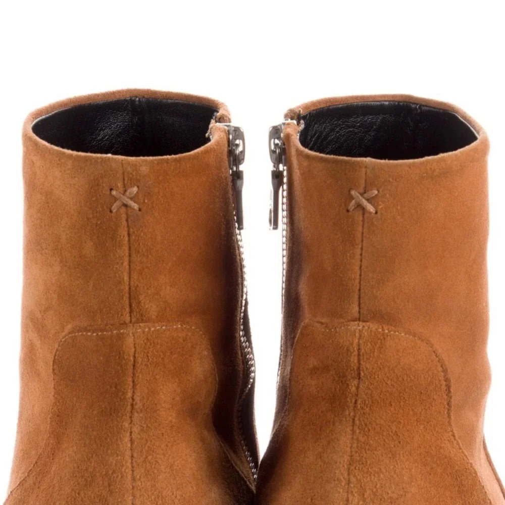 RAG & BONE Cinnamon Axel Suede Square Toe Western Ankle Bootie - Picture 5 of 7